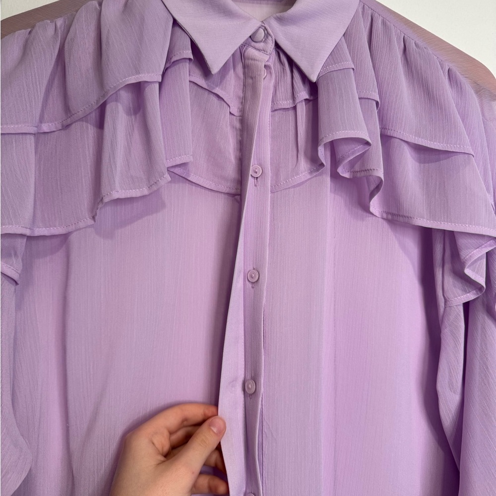 Lavender Ruffle Women's Top - Picture 4 of 6